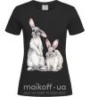 Женская футболка Кролики акварель Черный фото