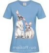 Женская футболка Кролики акварель Голубой фото