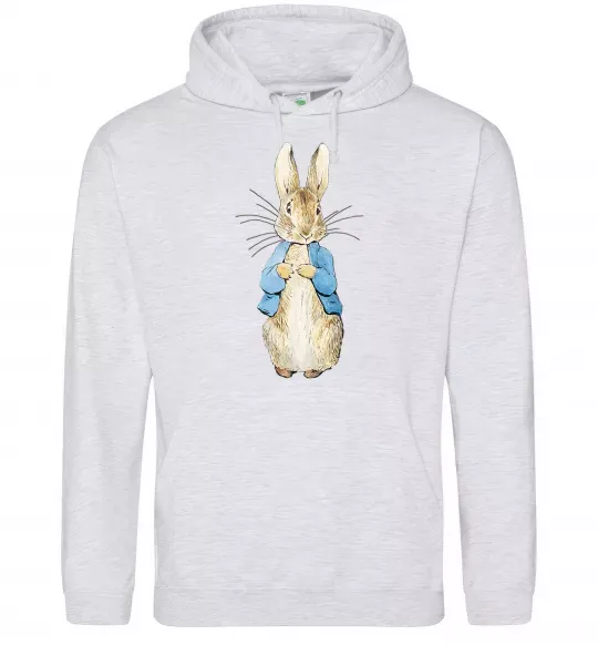 Мужская толстовка (худи) Кролик в курточці Серый меланж фото