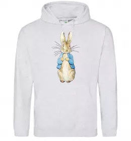 Мужская толстовка (худи) Кролик в курточці Серый меланж фото