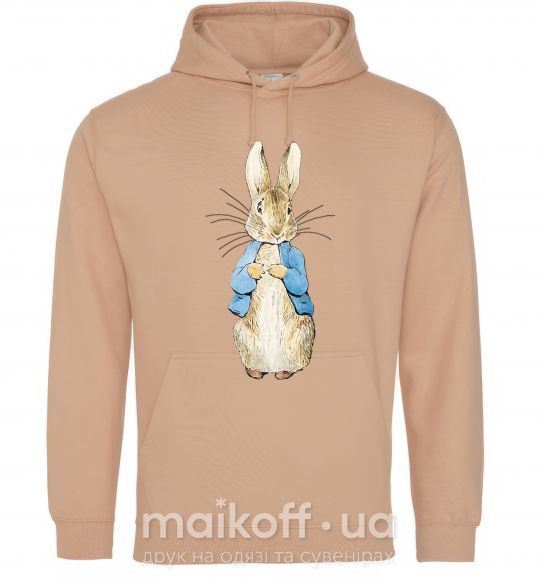 Чоловіча толстовка (худі) Кролик в курточке Пісочний фото