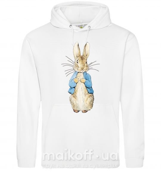 Женская толстовка (худи) Кролик в курточке Белый фото