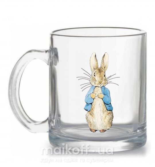 Чашка скляна Кролик в курточке Прозорий фото