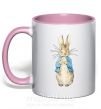 Чашка с цветной ручкой Кролик в курточке Нежно розовый фото