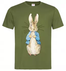 Мужская футболка Кролик в курточці Оливковый фото