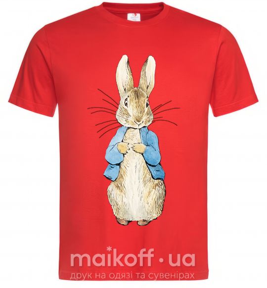 Мужская футболка Кролик в курточке Красный фото