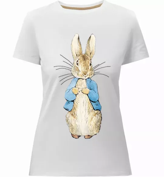 Женская премиум футболка Кролик в курточці Белый фото