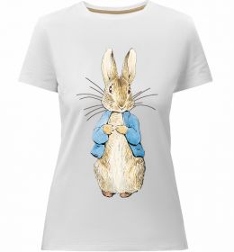 Жіноча преміум футболка Кролик в курточці