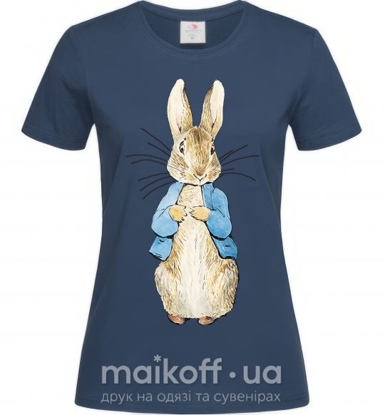 Женская футболка Кролик в курточке Темно-синий фото