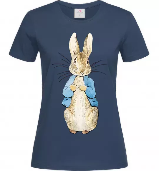 Женская футболка Кролик в курточці Темно-синий фото