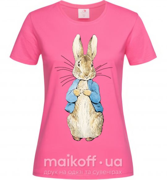 Женская футболка Кролик в курточке Ярко-розовый фото