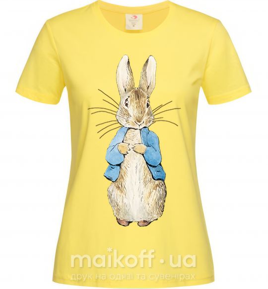 Женская футболка Кролик в курточке Лимонный фото