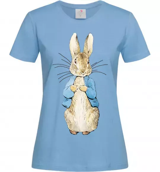 Женская футболка Кролик в курточці Голубой фото