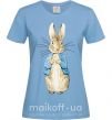 Жіноча футболка Кролик в курточке Блакитний фото