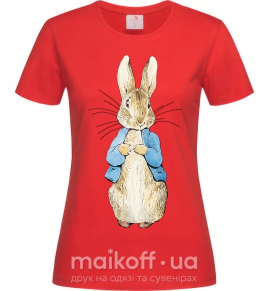 Женская футболка Кролик в курточке Красный фото