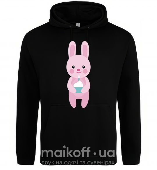 Женская толстовка (худи) Розовый кролик Черный фото