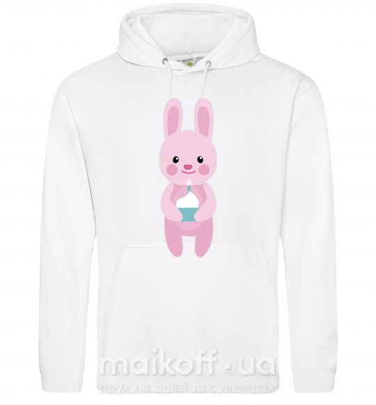 Женская толстовка (худи) Розовый кролик Белый фото