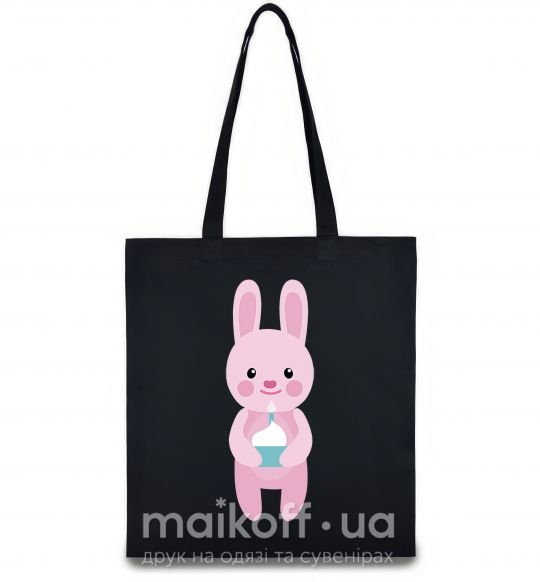 Эко-сумка Розовый кролик Черный фото