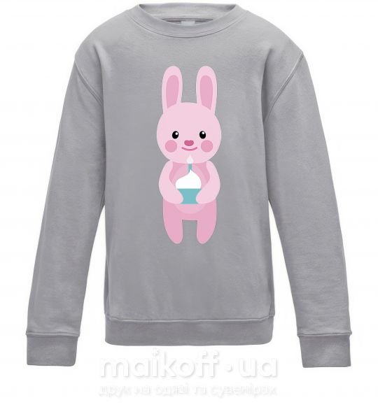 Дитячий світшот Розовый кролик Сірий меланж фото