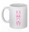 Чашка керамическая Розовый кролик Белый фото