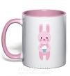 Чашка з кольоровою ручкою Розовый кролик Ніжно рожевий фото