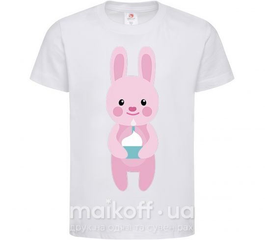 Детская футболка Розовый кролик Белый фото