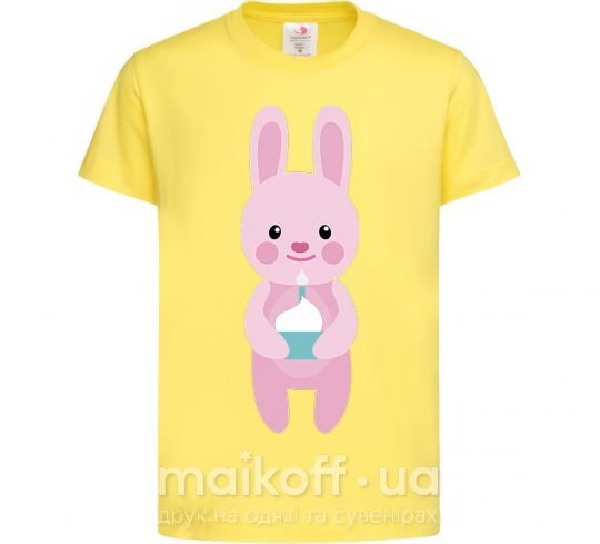 Детская футболка Розовый кролик Лимонный фото