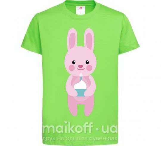 Дитяча футболка Розовый кролик Лаймовий фото