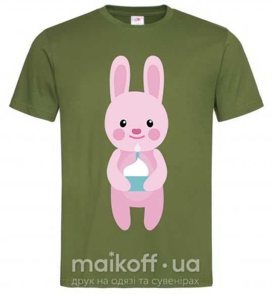 Чоловіча футболка Розовый кролик Оливковий фото