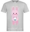 Чоловіча футболка Розовый кролик Сірий фото