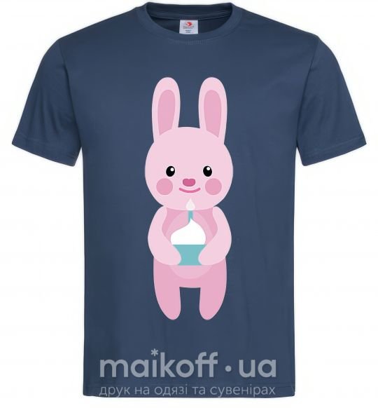 Мужская футболка Розовый кролик Темно-синий фото