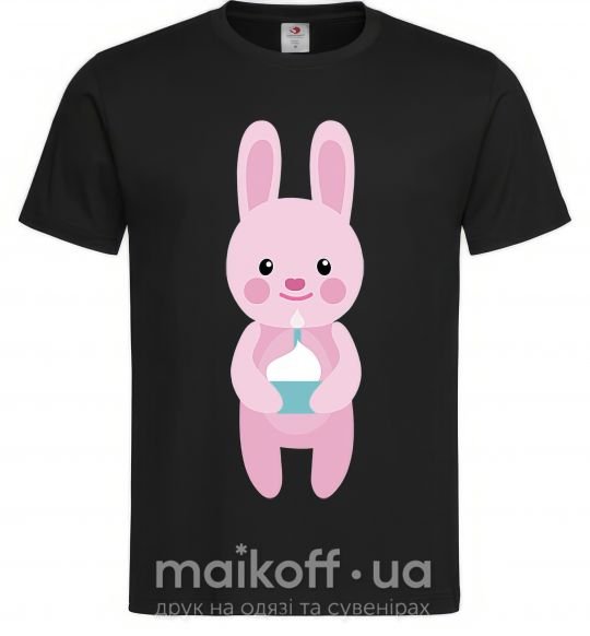 Чоловіча футболка Розовый кролик Чорний фото