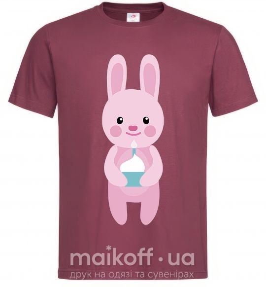Чоловіча футболка Розовый кролик Бордовий фото