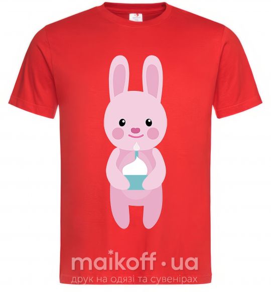 Мужская футболка Розовый кролик Красный фото