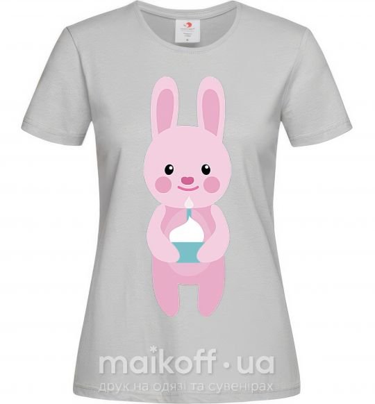 Жіноча футболка Розовый кролик Сірий фото