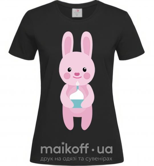 Жіноча футболка Розовый кролик Чорний фото