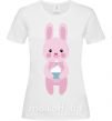 Женская футболка Розовый кролик Белый фото