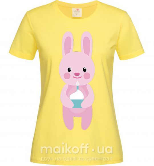Женская футболка Розовый кролик Лимонный фото