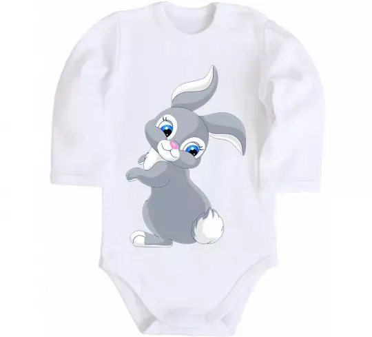 Детский боди Кролик з хвостиком Белый фото