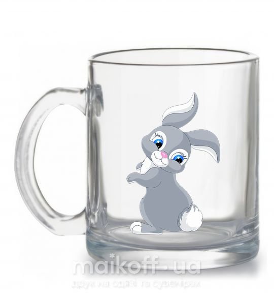 Чашка стеклянная Кролик с хвостиком Прозрачный фото