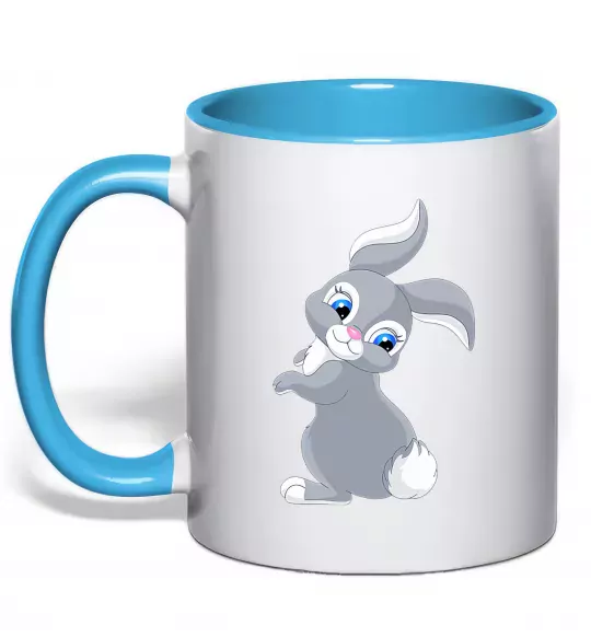 Чашка с цветной ручкой Кролик з хвостиком Голубой фото