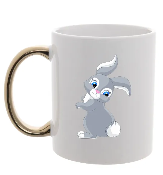 Чашка с цветной ручкой Кролик з хвостиком Золото фото