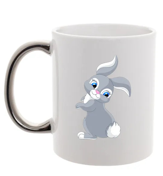 Чашка с цветной ручкой Кролик з хвостиком Серебро фото