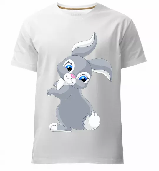 Мужская премиум футболка Кролик з хвостиком Белый фото