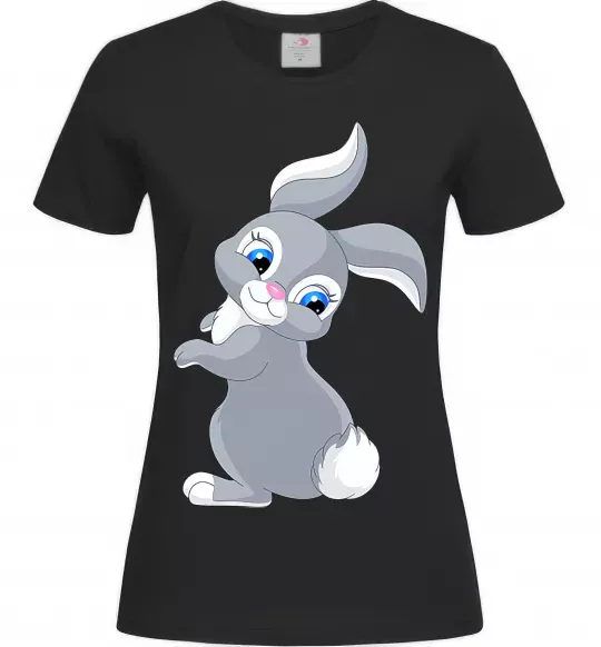 Женская футболка Кролик з хвостиком Черный фото