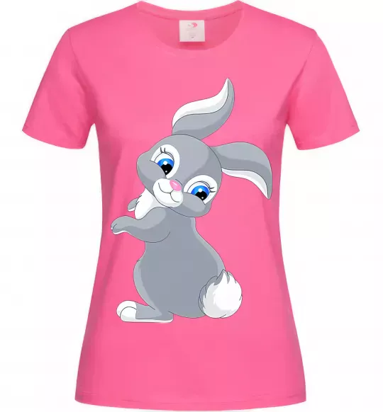 Женская футболка Кролик з хвостиком Ярко-розовый фото