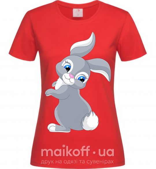 Женская футболка Кролик с хвостиком Красный фото