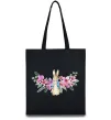 Еко-сумка Кролик в квітах Чорний фото