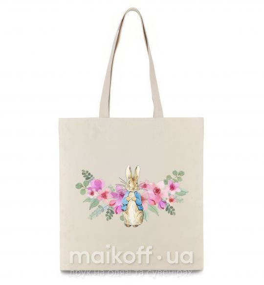 Еко-сумка Кролик в цветах Бежевий фото