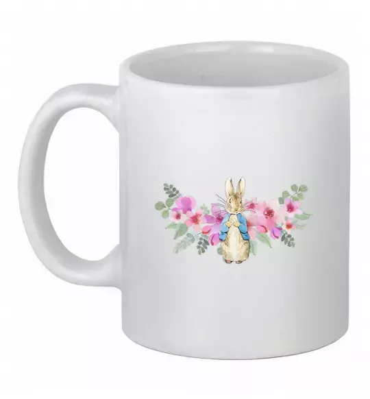 Чашка керамическая Кролик в квітах Белый фото